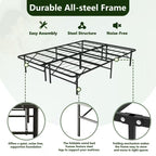 HaiNova Twin Bed Frame Folding Metal Platform Bed Frame with Heavy Duty and Strong Bearing Capacity, 14 Inches High, Black