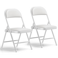 WASUHE 8 Pack Folding Chairs with PU Vinyl Padded Seat & Back, 330 lbs Heavy Duty Metal Frame, Stackable & Easy Storage, Foldable Chairs for Wedding, Party, Office & Events, White