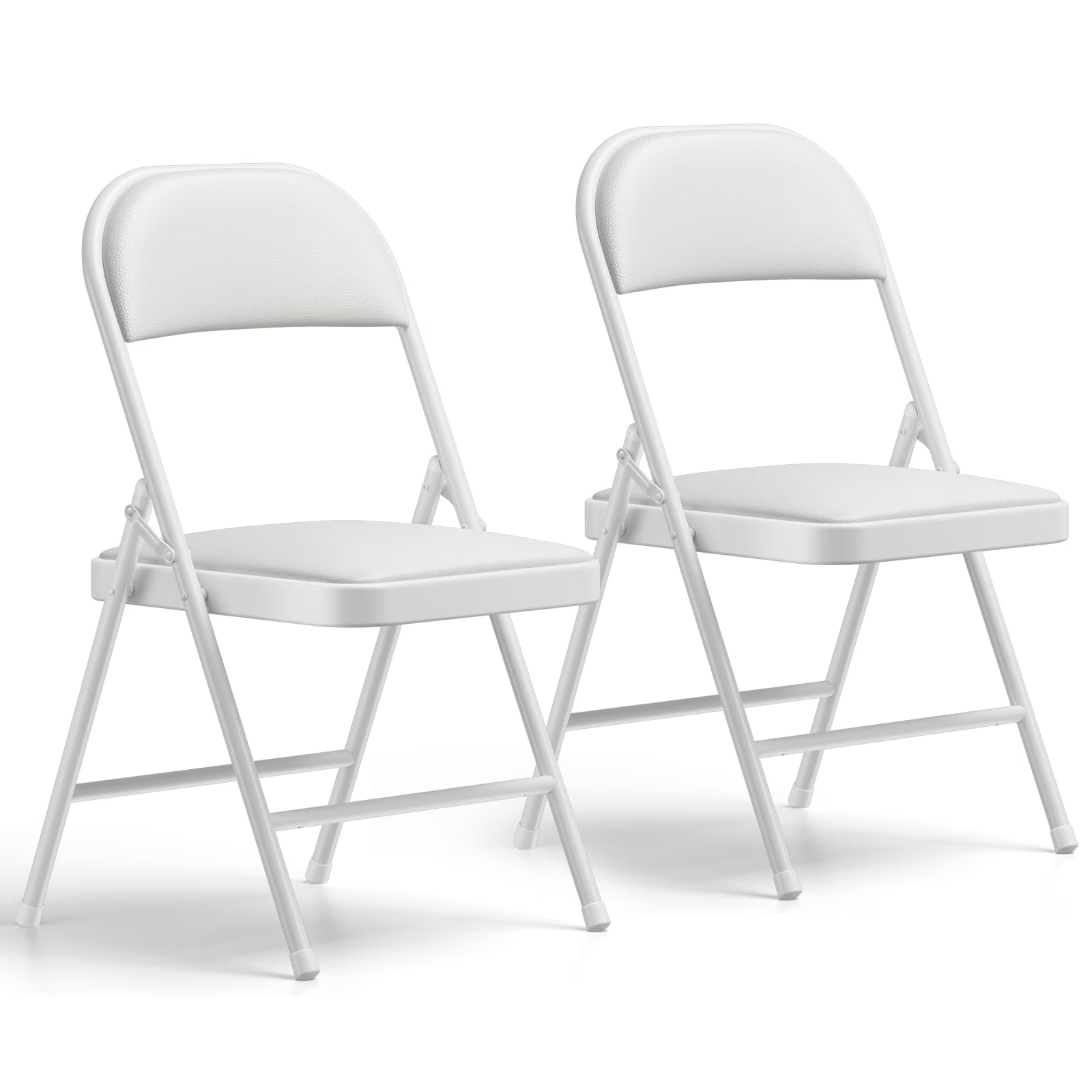 WASUHE 8 Pack Folding Chairs with PU Vinyl Padded Seat & Back, 330 lbs Heavy Duty Metal Frame, Stackable & Easy Storage, Foldable Chairs for Wedding, Party, Office & Events, White