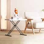 WASUHE 30" Folding TV Tray Table, Height Adjustable Utility Small Folding Table for Sofa, Patio, Camping, Indoor/Outdoor, White