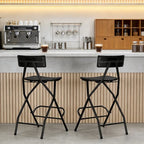 WLLJOY Black Folding Bar Stool with Backrest, Blow-molded/Metal Frame, Durable and Sturdy Folding Chair for Indoor/Outdoor Kitchen Shop Cafe