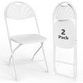 WASUHE Fan Back Folding Chairs, Stackable Plastic Folding Chairs with Reinforced Frame, Portable for Indoor Outdoor Party Wedding, Upgraded, White