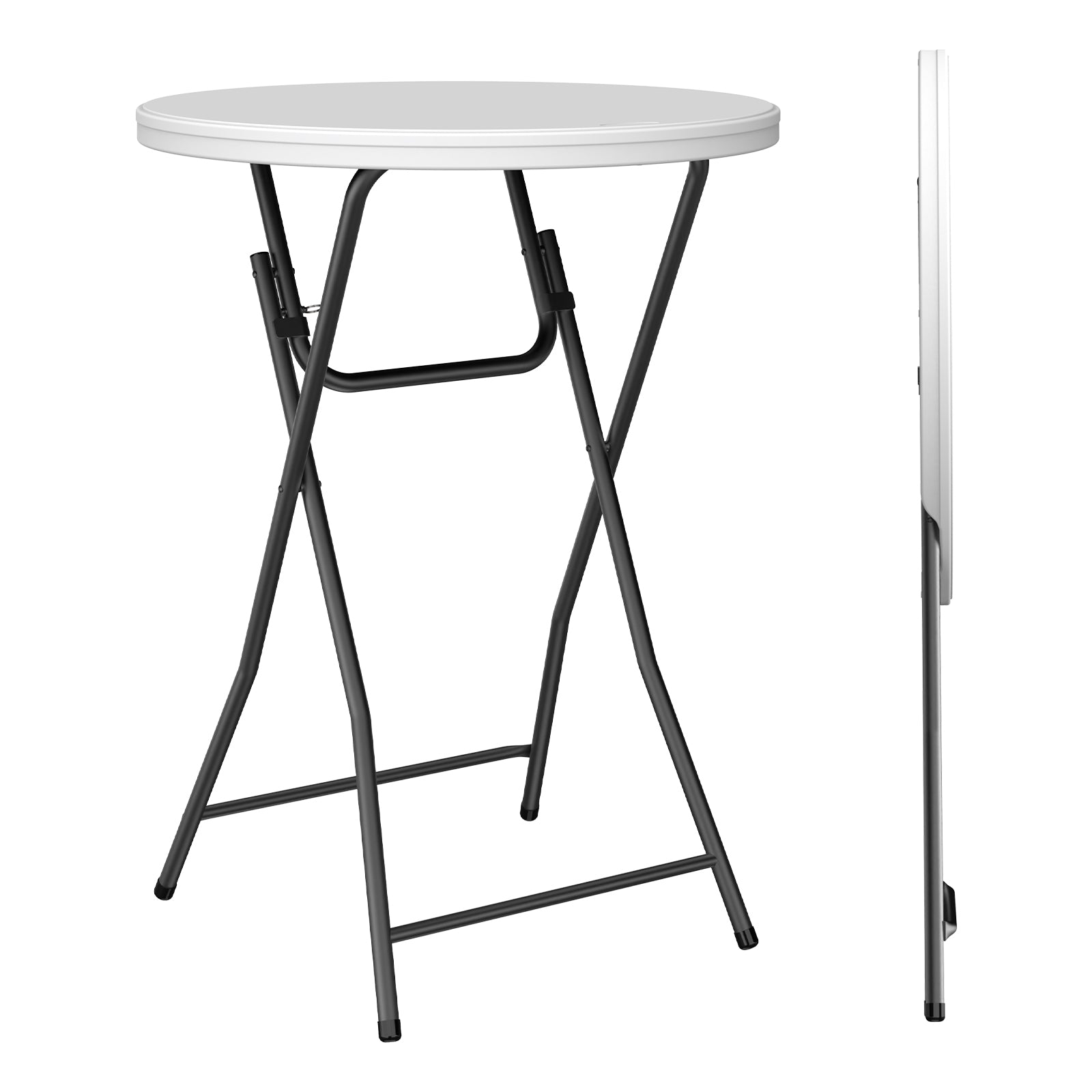 WASUHE 32in Folding Cocktail Table, Round Plastic Bar Height Folding Table with Thick Table Top, Ideal for Party, Patio, Backyard, Dining, Wedding, 400lb Capacityy