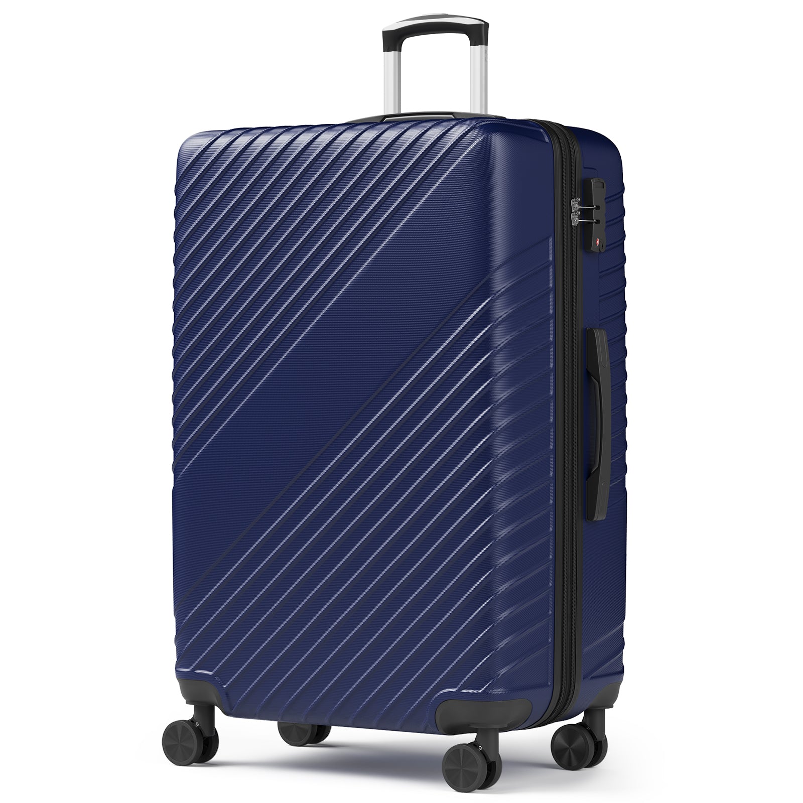 HAIMULI 28 Inches Hardside Carry On Luggage, Lightweight ABS+PC Hard Case Suitcase With 360° Rotating Silent Wheel, With TSA Lock, Airline Approved Luggage, Black