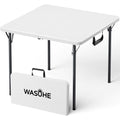 WASUHE 36" Square Folding Table with Handle, Portable Resin Folding Card Table for Dining, Game, Party, Picnic, White