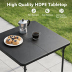WASUHE 36" Square Folding Table with Handle, Portable Resin Folding Card Table for Dining, Game, Party, Picnic, White