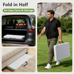 WASUHE 36" Square Folding Table with Handle, Portable Resin Folding Card Table for Dining, Game, Party, Picnic, White