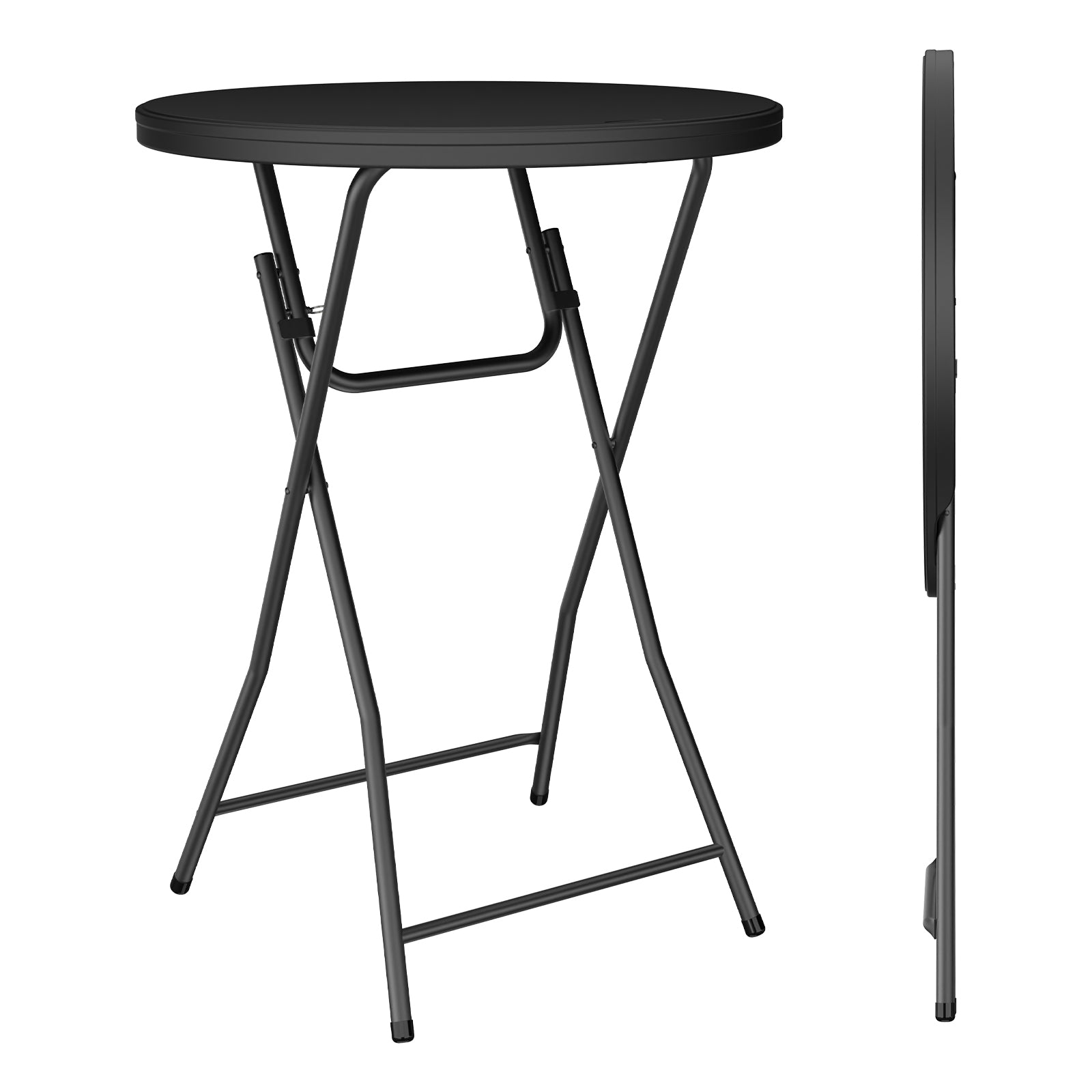 WASUHE 32in Folding Cocktail Table, Round Plastic Bar Height Folding Table with Thick Table Top, Ideal for Party, Patio, Backyard, Dining, Wedding, 400lb Capacityy