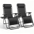 WASUHE Zero Gravity Recliner Chair Set of 2, Foldable Outdoor Lounge Chair with Cup Holder, Adjustable Patio Chair for Beach, Pool, Patio