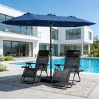 HaiNova 15Ft Large Outdoor Double-Sided Rectangle Umbrella with Base-Mounted, Foldable And Portable Sunshade For Pool, Beaches And Patio, Khaki
