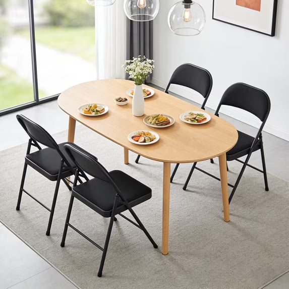 HaiCube 4-Pack Fabric Folding Chairs, Padded Seat & Back, Heavy Duty Metal Frame, Portable Foldable Chairs for Home, Party & Events, Black