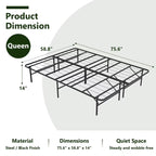 HaiNova Twin Bed Frame Folding Metal Platform Bed Frame with Heavy Duty and Strong Bearing Capacity, 14 Inches High, Black