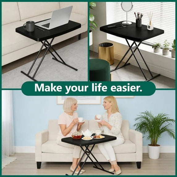 HaiNova Folding TV Tray Table, 30in Height Adjustable TV Tray for Laptop, Heavy Duty Utility Foldable Table for Small Spaces, Pink