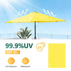 WLLJOY 9FT Outdoor Patio Umbrella Table Market Umbrella with Push Button Tilt/Crank, UV Protection Waterproof Suitable for Garden, Deck, Khaki