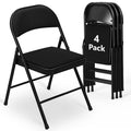 WASUHE 4 Pack Fabric Folding Chair with Padded Cushion, Portable Stackable Chairs Set with Metal Frame, for Home & Office, Wedding, Party, Events
