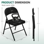 WASUHE 4 Pack Fabric Folding Chair with Padded Cushion, Portable Stackable Chairs Set with Metal Frame, for Home & Office, Wedding, Party, Events