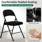 WASUHE 4 Pack Fabric Folding Chair with Padded Cushion, Portable Stackable Chairs Set with Metal Frame, for Home & Office, Wedding, Party, Events