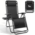 WASUHE Zero Gravity Recliner Chair Set of 2, Foldable Outdoor Lounge Chair with Cup Holder, Adjustable Patio Chair for Beach, Pool, Patio