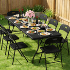 WASUHE 8 Foot Folding Table, Fold in Half Heavy Duty Long Large Utility Table with Carry Handle, Perfect for Party, Dining, Wedding, Events