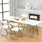 WASUHE 8 Foot Folding Table, Fold in Half Heavy Duty Long Large Utility Table with Carry Handle, Perfect for Party, Dining, Wedding, Events