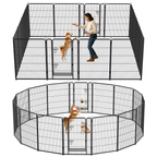 HAIMULI 16 Panels Metal Dog Playpen, 40" Height Dog Fence Exercise Pen with Doors for Large Medium Small Dogs Rabbits Cats, Foldable Pet Puppy Playpen for Indoor & Outdoor Yard
