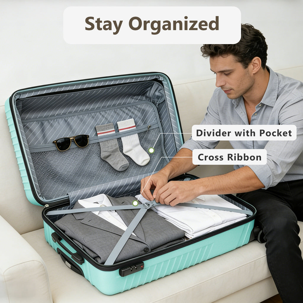 HAIMULI 20 Inches Hardside Carry On Luggage, Lightweight ABS+PC Hard Case Suitcase With 360° Rotating Silent Wheel, With TSA Lock, Airline Approved Luggage, Black