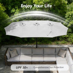 HaiNova 15Ft Large Outdoor Double-Sided Rectangle Umbrella with Base-Mounted, Foldable And Portable Sunshade For Pool, Beaches And Patio, Khaki