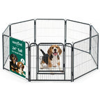 WASUHE Dog Playpen with Door, 24 Inch 8 Panel Foldable Metal Pet Fence, Indoor, Yard, RV Camping, Safe Play Area for Small and Puppy Dogs, Black