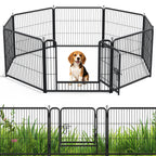 8 Panels Metal Dog Playpen, 24" Height Dog Fence Exercise Pen with Doors for Medium Small Dogs Rabbits Cats, Foldable Pet Puppy Playpen for Indoor & Outdoor Yard