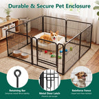 WASUHE Dog Playpen with Door, 24 Inch 8 Panel Foldable Metal Pet Fence, Indoor, Yard, RV Camping, Safe Play Area for Small and Puppy Dogs, Black