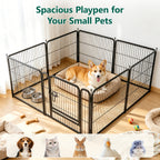 WASUHE Dog Playpen with Door, 24 Inch 8 Panel Foldable Metal Pet Fence, Indoor, Yard, RV Camping, Safe Play Area for Small and Puppy Dogs, Black