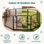 WASUHE Dog Playpen with Door, 24 Inch 8 Panel Foldable Metal Pet Fence, Indoor, Yard, RV Camping, Safe Play Area for Small and Puppy Dogs, Black