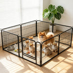 8 Panels Metal Dog Playpen, 24" Height Dog Fence Exercise Pen with Doors for Medium Small Dogs Rabbits Cats, Foldable Pet Puppy Playpen for Indoor & Outdoor Yard
