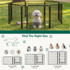 WASUHE Dog Playpen with Door, 24 Inch 8 Panel Foldable Metal Pet Fence, Indoor, Yard, RV Camping, Safe Play Area for Small and Puppy Dogs, Black