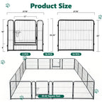 16 Panels Metal Dog Playpen, 24" Height Dog Fence Exercise Pen with Doors for Medium Small Dogs Rabbits Cats, Foldable Pet Puppy Playpen for Indoor & Outdoor Yard