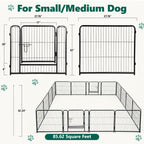 16 Panels Metal Dog Playpen, 32" Height Dog Fence Exercise Pen with Doors for Large Medium Small Dogs Rabbits Cats, Foldable Pet Puppy Playpen for Indoor & Outdoor Yard