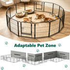 16 Panels Metal Dog Playpen, 24" Height Dog Fence Exercise Pen with Doors for Medium Small Dogs Rabbits Cats, Foldable Pet Puppy Playpen for Indoor & Outdoor Yard