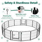 16 Panels Metal Dog Playpen, 24" Height Dog Fence Exercise Pen with Doors for Medium Small Dogs Rabbits Cats, Foldable Pet Puppy Playpen for Indoor & Outdoor Yard