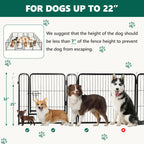 16 Panels Metal Dog Playpen, 32" Height Dog Fence Exercise Pen with Doors for Large Medium Small Dogs Rabbits Cats, Foldable Pet Puppy Playpen for Indoor & Outdoor Yard