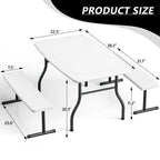 WLLJOY 3-Piece Kids Picnic Tableset, Outdoor Portable Small Table with Long Bench, Waterresistance and Easy to Clean, Suitable for Patio, Garden and living Room
