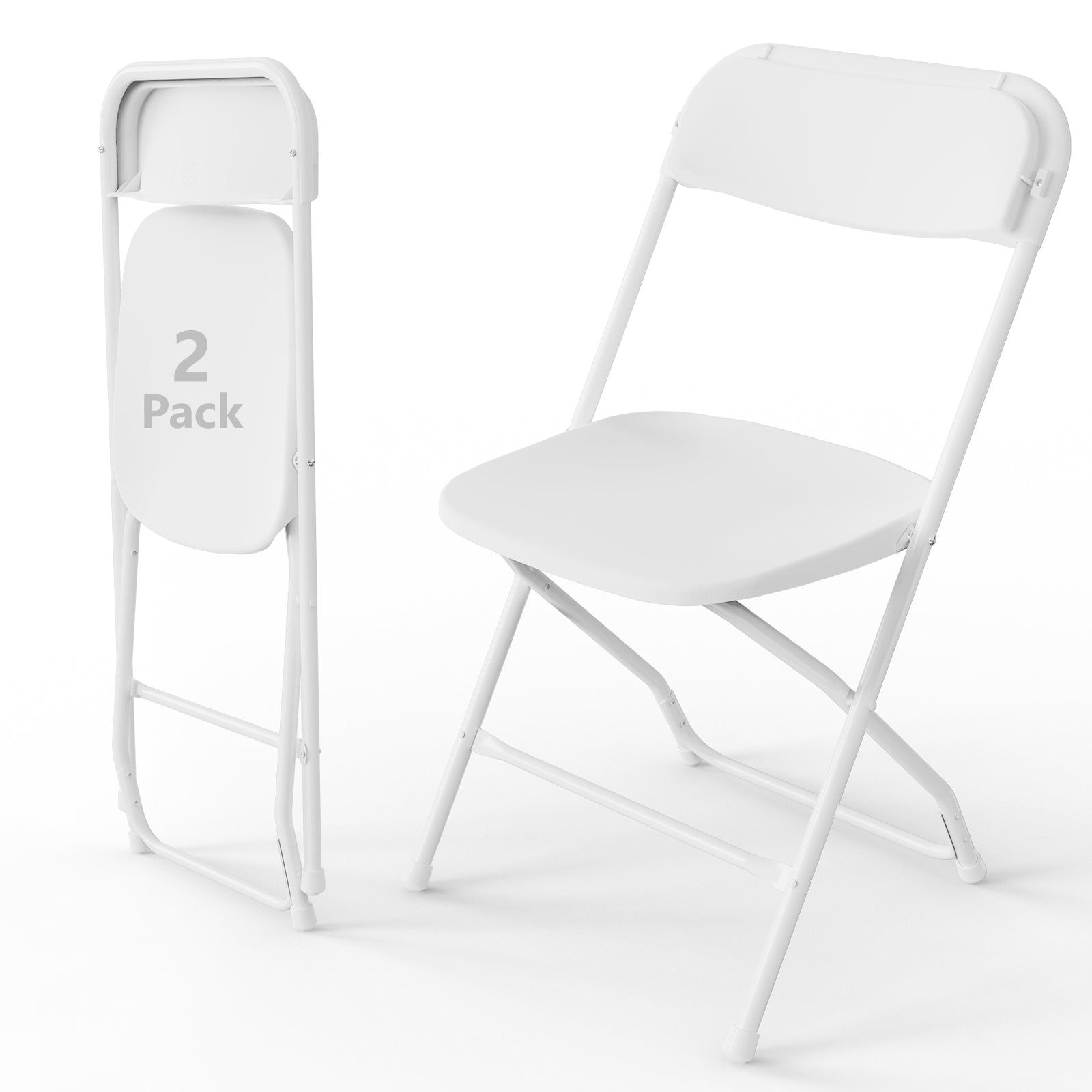 WASUHE 10 Pack White Plastic Folding Chairs, Indoor Outdoor Portable Stackable Commercial Chairs with Non-slip Design, 350lbs Capacity, Indoor Outdoor for Events Wedding Party Office Dining