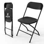 WASUHE 10 Pack Black Plastic Folding Chairs, Indoor Outdoor Portable Stackable Commercial Chairs with Non-slip Design, 350lbs Capacity, Indoor Outdoor for Events Wedding Party Office Dining