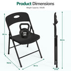 WASUHE Black Folding Chairs with Enhanced Iron Frame, Outdoor Plastic Stackable Foldable Chairs for Outside, Indoor, Party, Wedding, Meeting Room, Patio, Garden, Weight Capacity 350 lbs