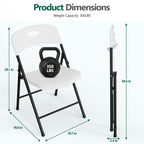 WASUHE White Folding Chairs with Enhanced Iron Frame, Stackable Plastic Folding Chairs for Outside, Indoor, Party, Wedding, Meeting Room, Patio and Garden, Weight Capacity 350 lbs