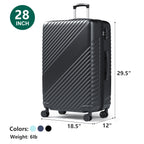 HAIMULI 28 Inches Hardside Carry On Luggage, Lightweight ABS+PC Hard Case Suitcase With 360° Rotating Silent Wheel, With TSA Lock, Airline Approved Luggage, Black