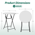 WASUHE 32in Folding Cocktail Table, Round Plastic Bar Height Folding Table with Thick Table Top, Ideal for Party, Patio, Backyard, Dining, Wedding, 400lb Capacityy