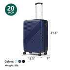 HAIMULI 20 Inches Hardside Carry On Luggage, Lightweight ABS+PC Hard Case Suitcase With 360° Rotating Silent Wheel, With TSA Lock, Airline Approved Luggage, Black