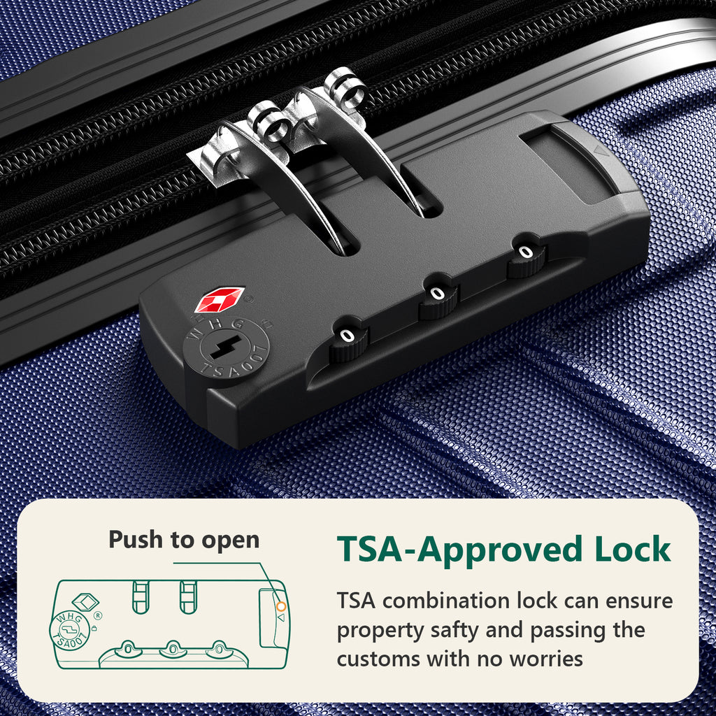 HAIMULI 24 Inches Hardside Carry On Luggage, Lightweight ABS+PC Hard Case Suitcase With 360° Rotating Silent Wheel, With TSA Lock, Airline Approved Luggage, Black