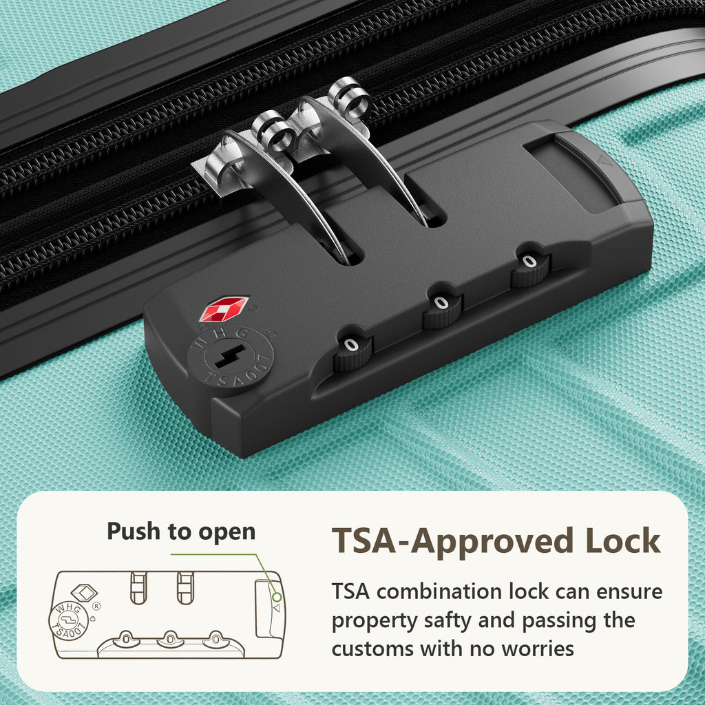 HAIMULI 20 Inches Hardside Carry On Luggage, Lightweight ABS+PC Hard Case Suitcase With 360° Rotating Silent Wheel, With TSA Lock, Airline Approved Luggage, Black