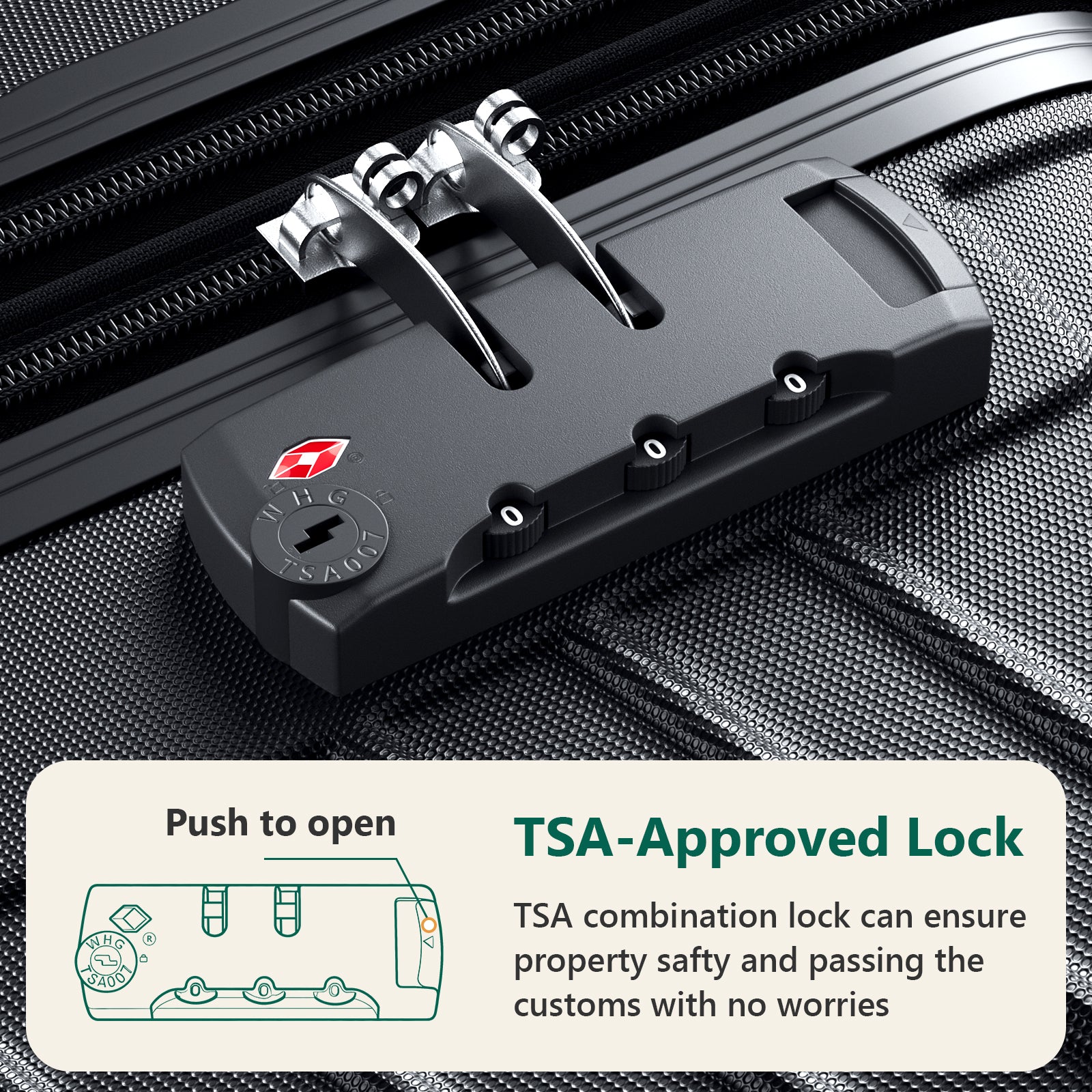 HAIMULI 24 Inches Hardside Carry On Luggage, Lightweight ABS+PC Hard Case Suitcase With 360° Rotating Silent Wheel, With TSA Lock, Airline Approved Luggage, Black